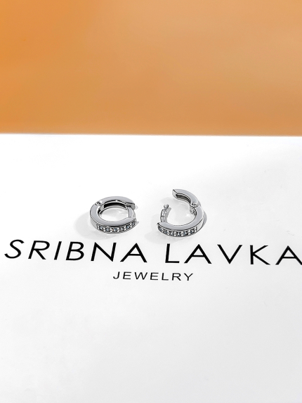 Сережки фіаніт Срібло 925° (родій) 20150