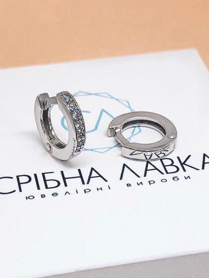 Сережки фіаніт Срібло 925° (родій) 20150