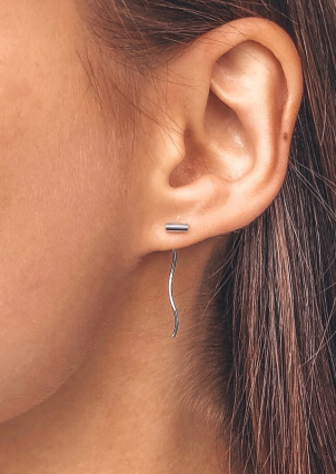 Сережки без вставок Срібло 925° (родій) с2/1197