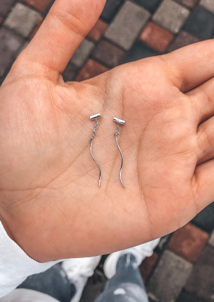 Сережки без вставок Срібло 925° (родій) с2/1197