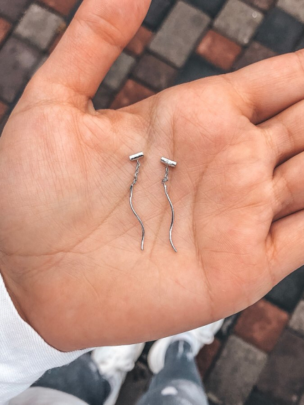 Сережки без вставок Срібло 925° (родій) с2/1197