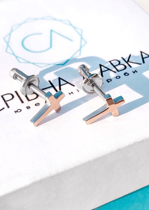 Сережки без вставок Срібло 925° золото 375° 469с