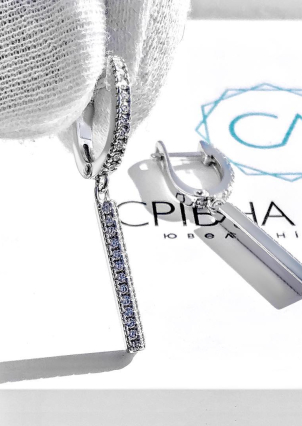 Сережки фіаніт Срібло 925° (родій) 82082