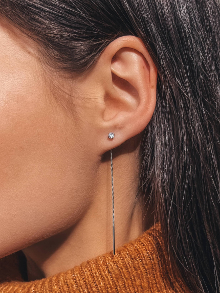 Сережки фіаніт Срібло 925° (родій) 82614