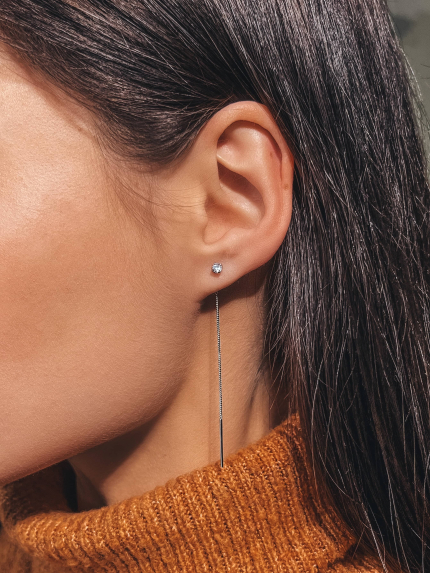 Сережки фіаніт Срібло 925° (родій) 82614