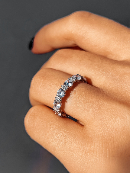 Pierścionek z cyrkonem Srebro 925° (rod) 1136