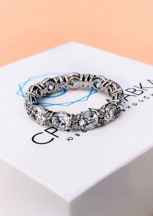 Pierścionek z cyrkonem Srebro 925° (rod) 1136