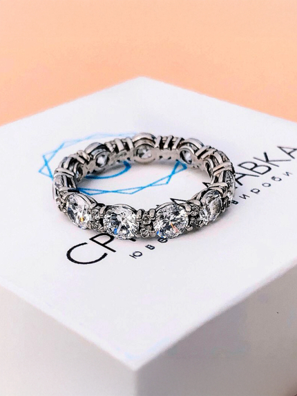 Pierścionek z cyrkonem Srebro 925° (rod) 1136