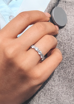 Pierścionek z cyrkonem Srebro 925° (rod) 1136