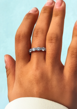 Pierścionek z cyrkonem Srebro 925° (rod) 1136