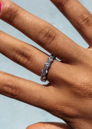 Pierścionek z cyrkonem Srebro 925° (rod) 1136