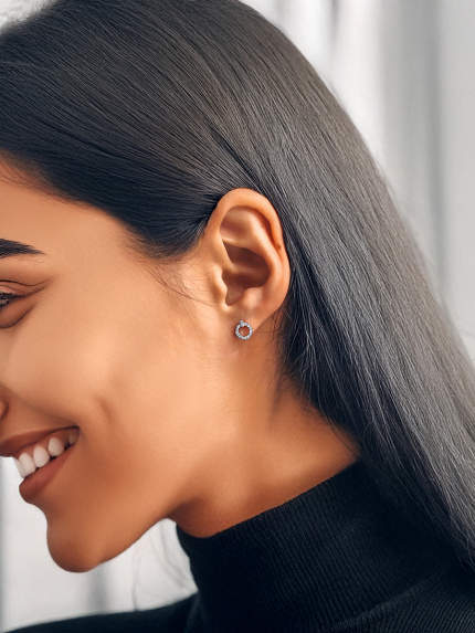 Сережки фіаніт Срібло 925° (родій) с2ф/1012