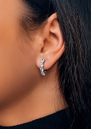 Сережки фіаніт Срібло 925° (родій) 1136