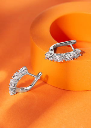 Сережки фіаніт Срібло 925° (родій) 1136