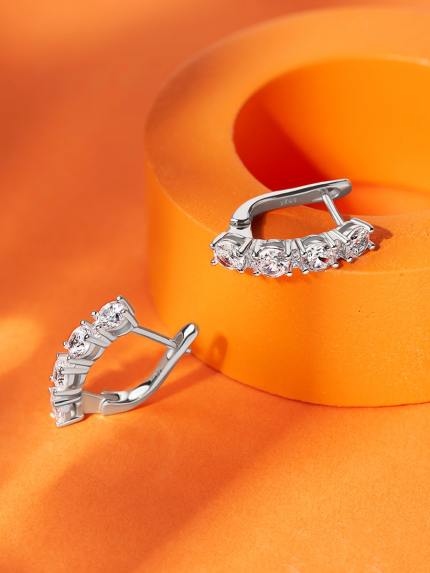 Сережки фіаніт Срібло 925° (родій) 1136