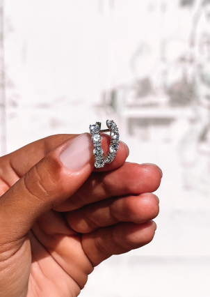 Сережки фіаніт Срібло 925° (родій) 1136