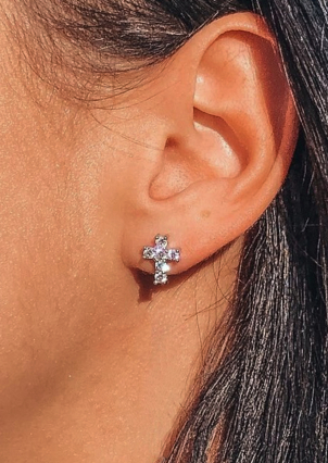 Сережки фіаніт Срібло 925° (родій) 058310