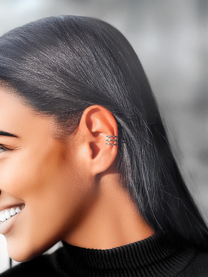 Earrings without inserts Silver 925° (rhodium) c2/1253