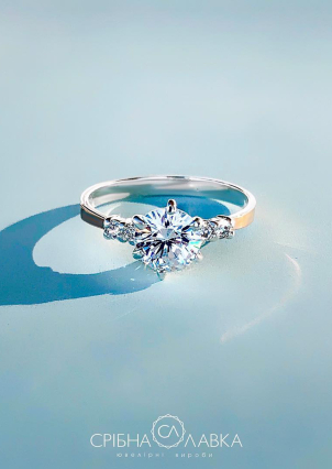 Каблучка фіаніт Срібло 925° золото 375° 0189.10