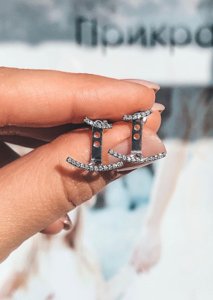 Сережки фіаніт Срібло 925° (родій) 82693