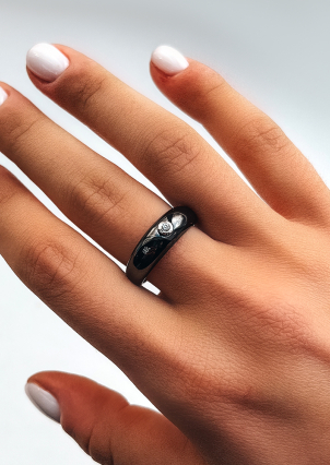 Каблучка Кераміка фіаніт срібло 925°/ ювелірна кераміка с1023ч