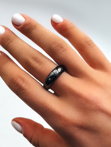 Каблучка Кераміка фіаніт срібло 925°/ ювелірна кераміка с1023ч