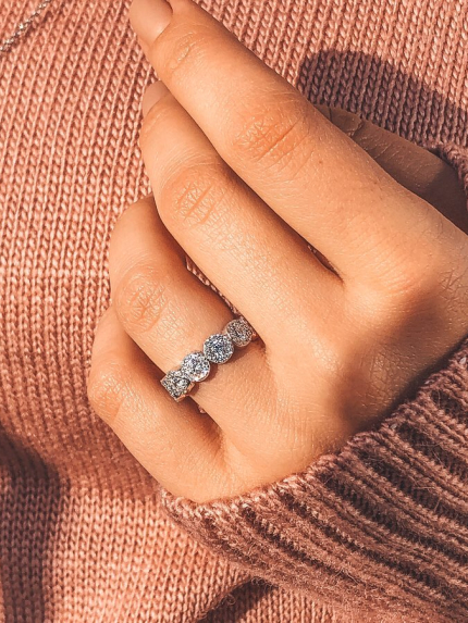 Pierścionek z cyrkonem Srebro 925° (rod) 25251