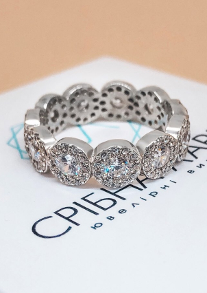 Каблучка фіаніт Срібло 925° (родій) 25251