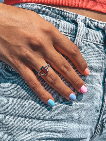 Pomegranate ring Silver 925° gold 375° 702k