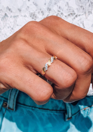 Каблучка фіаніт Срібло 925° золото 375° 0346.10