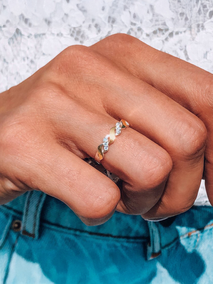 Pierścionek cyrkonia Srebro 925° Złoto 375° 0346.10