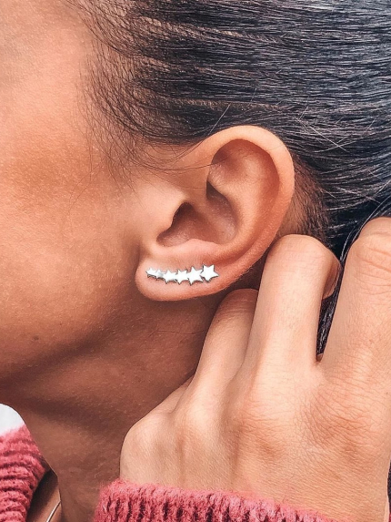 Сережки без вставок Срібло 925° (родій) с2/1162