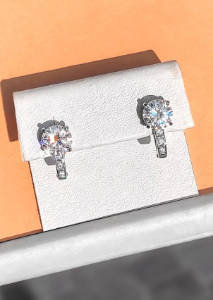 Сережки фіаніт Срібло 925° (родій) 72079