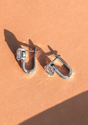 Сережки фіаніт Срібло 925° (родій) 72079