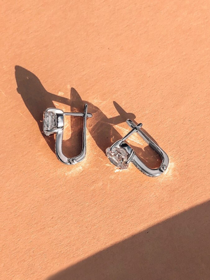 Сережки фіаніт Срібло 925° (родій) 72079