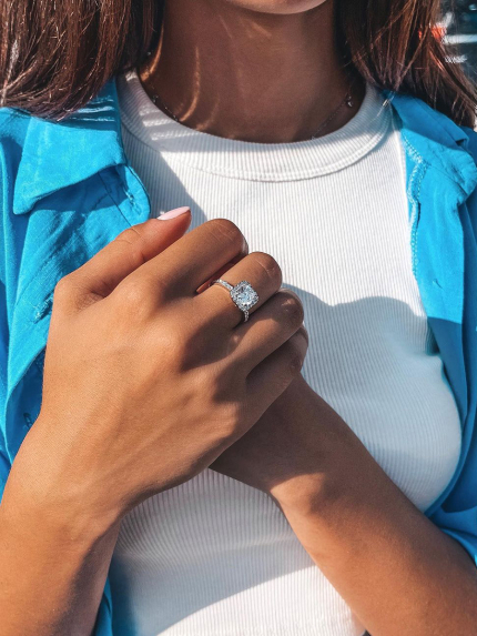 Каблучка фіаніт Срібло 925° (родій) 81088