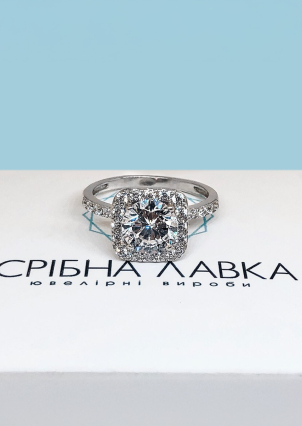 Каблучка фіаніт Срібло 925° (родій) 81088