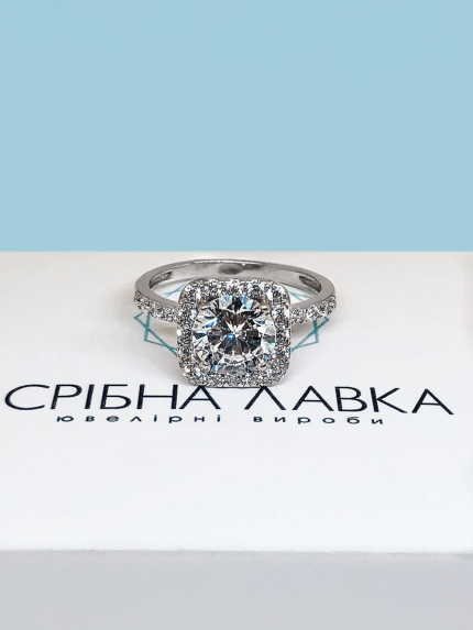 Каблучка фіаніт Срібло 925° (родій) 81088