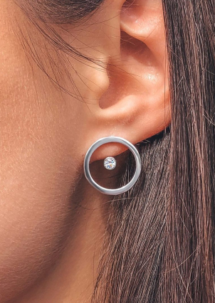 Сережки фіаніт Срібло 925° (родій) 29219