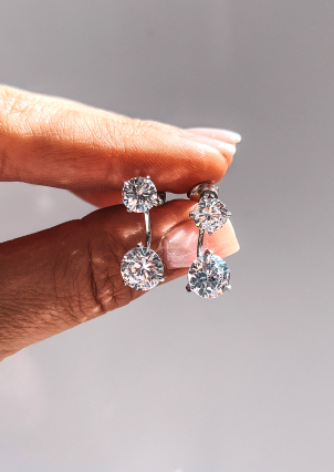 Сережки фіаніт Срібло 925° (родій) 29036