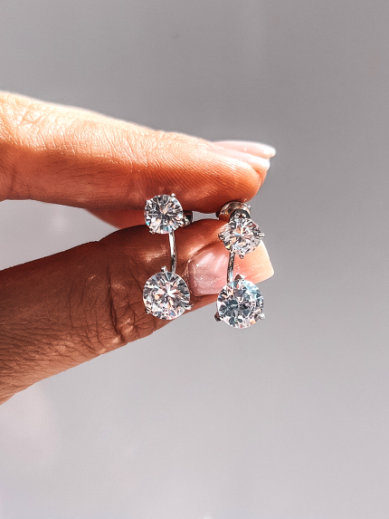 Сережки фіаніт Срібло 925° (родій) 29036