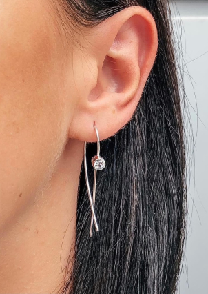 Сережки фіаніт Срібло 925° (родій) с2ф/407