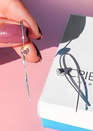 Сережки фіаніт Срібло 925° (родій) с2ф/407