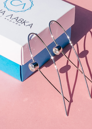 Сережки фіаніт Срібло 925° (родій) с2ф/407