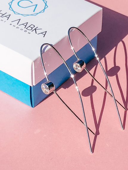Сережки фіаніт Срібло 925° (родій) с2ф/407