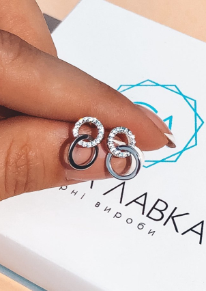 Сережки фіаніт Срібло 925° (родій) с2ф/1370