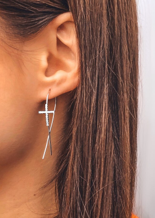 Сережки фіаніт Срібло 925° (родій) с2ф/1427