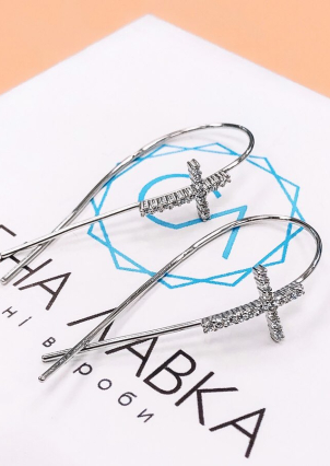 Сережки фіаніт Срібло 925° (родій) с2ф/1427