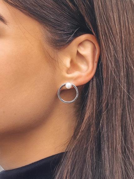 Kolczyki z perełkami Srebro 925° (rod) c2zh/1376