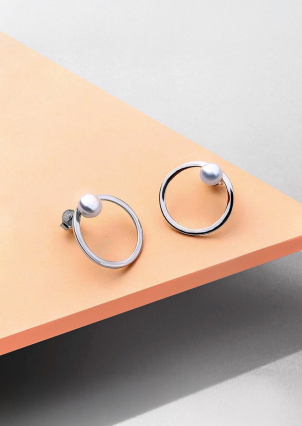 Сережки перлина Срібло 925° (родій) с2ж/1376